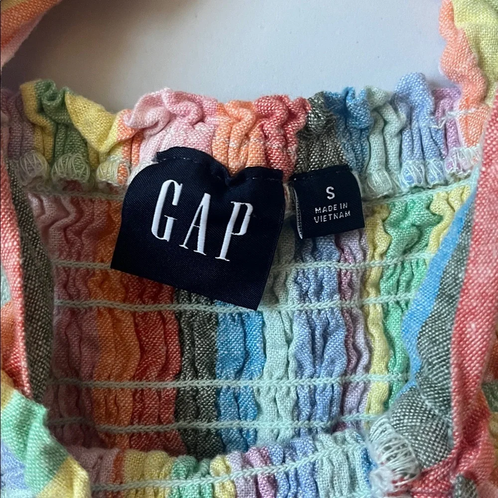 GAP Kids Pastel Rainbow Smocked Linen Tank Top